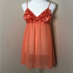 Womens Baby Doll Ruffled Negligée SZ S/M Nightie Y2K Lingerie